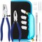 Glass Cutting Tool Kit Includes Blue Grip Oil Feed Glass Cutter with 2 pliers, 3 Extra Replacement Head, Tungsten Scribe Engraving Pen, Screwdriver and Oil Dropper